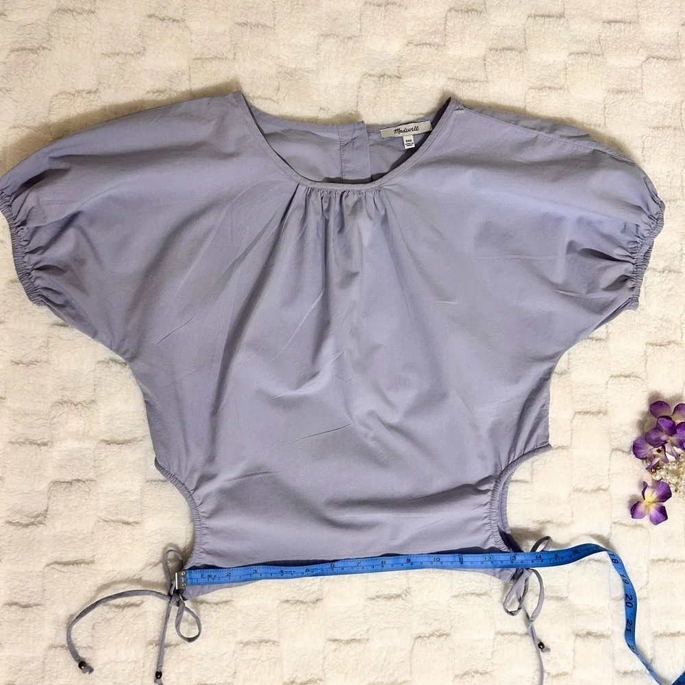 Madewell Boxy Puff Sleeve Blouse in Purple Size:XXS